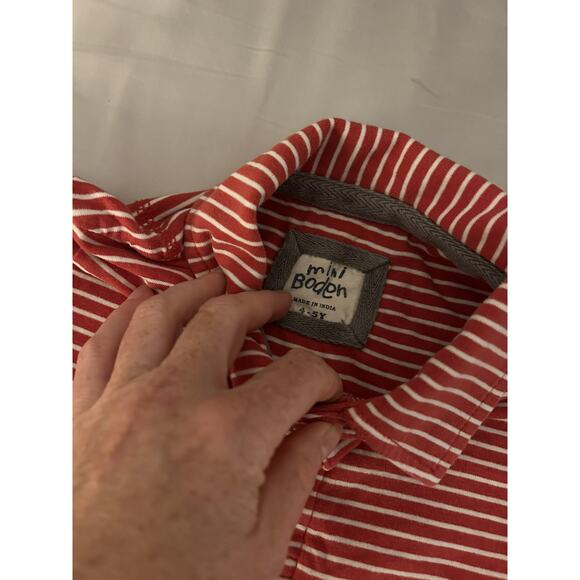 Mini Boden Red Stripe Polo Shirt size 4-5 - Picture 2 of 3